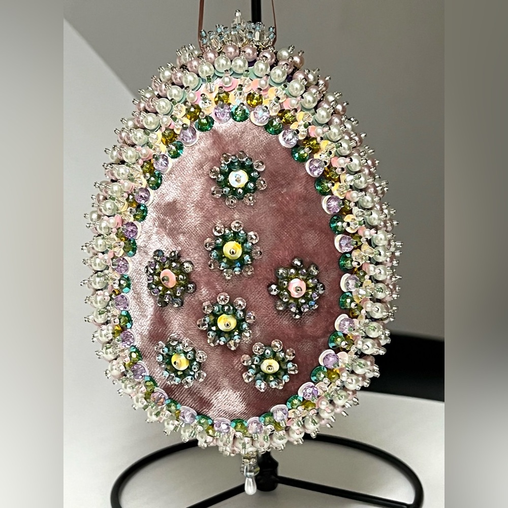 Handmade Vintage Style Easter Faberge Egg Push Pin Christmas Ornament 6 in